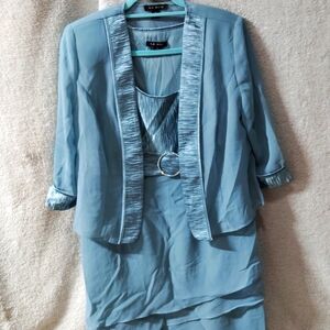 Formal light blue dress with blazer